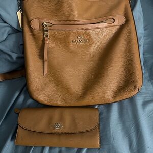 Coach Tan Leather Shoulder Bag Pebbled Design